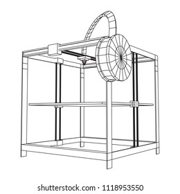 3D Printer Wireframe low poly mesh vector illustration