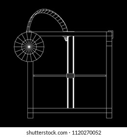 3D Printer Wireframe low poly mesh vector illustration