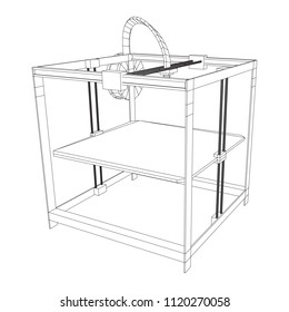 3D Printer Wireframe low poly mesh vector illustration