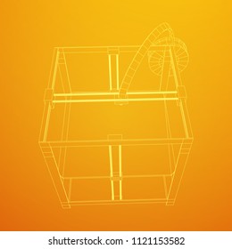 3D Printer Wireframe low poly mesh vector illustration