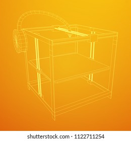 3D Printer Wireframe low poly mesh vector illustration