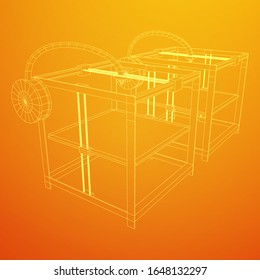 3D Printer Wireframe low poly mesh vector illustration