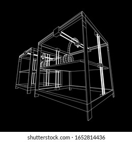 3D Printer Wireframe low poly mesh vector illustration