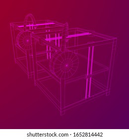 3D Printer Wireframe low poly mesh vector illustration