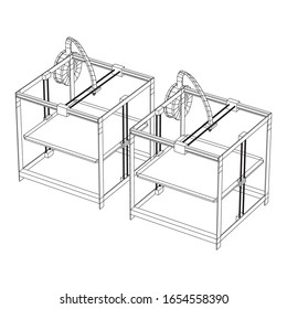 3D Printer Wireframe low poly mesh vector illustration
