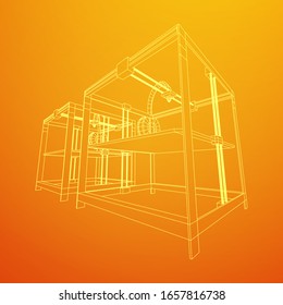 3D Printer Wireframe low poly mesh vector illustration