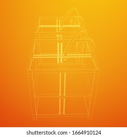 3D Printer Wireframe low poly mesh vector illustration