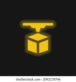 3 d Icono de neón brillante amarillo de la impresora
