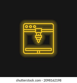 3d Printer yellow glowing neon icon
