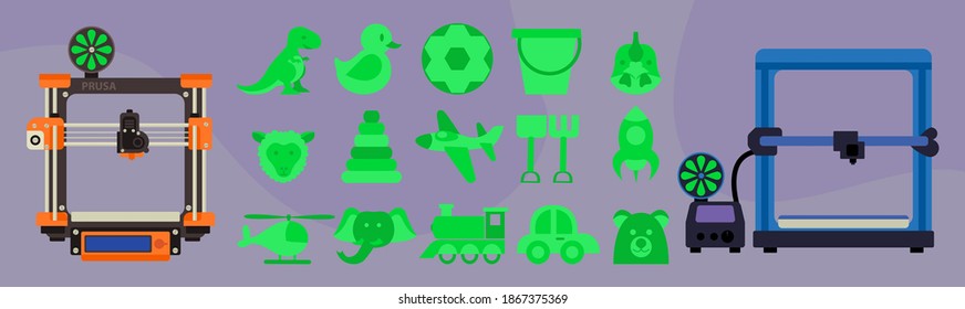3D printers and figures made by them.