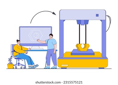 3D Printing and Additive Manufacturing Concept with Person Designing a 3D Model and Printing a Physical Object.