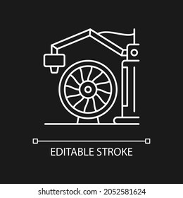 3d Printing For Aerospace Industry White Linear Icon For Dark Theme. Produce Airplane Parts. Thin Line Customizable Illustration. Isolated Vector Contour Symbol For Night Mode. Editable Stroke