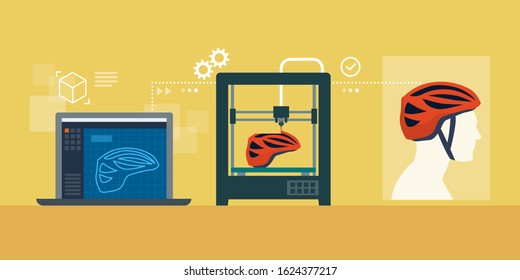 3D printing of a bicycle helmet with a 3D printer, design and production process