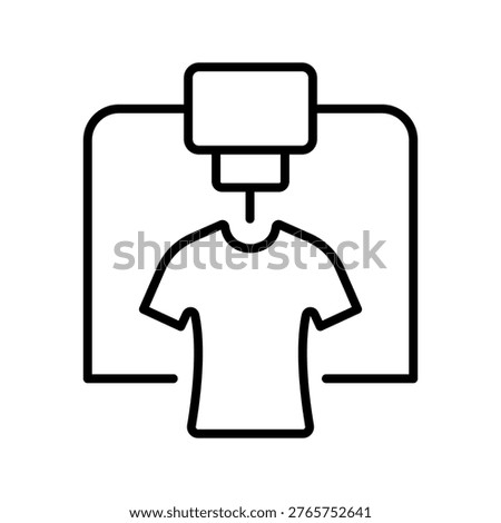 3d printing clothing icon. Industry and apparel manufacturing line symbol. Black and white.