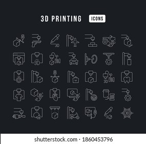 3D Printing. Collection of perfectly thin icons for web design, app, and the most modern projects. The kit of signs for category Technology.