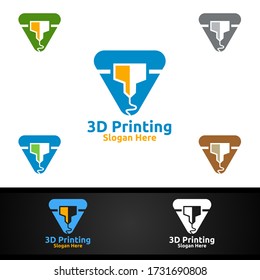 3D-Druckerei Vector Logo-Design für Medien, Einzelhandel, Werbung, Zeitung oder Buchkonzept
