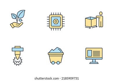3D Printing concept rapid prototyping and additive manufacturing icons set . 3D Printing concept rapid prototyping and additive manufacturing pack symbol vector elements for infographic web