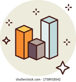 3d Printing concept, Three Dimenseion visualization chart and bar graph vector icon design