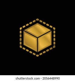 3 d Impresión Cubo de oro icono metálico o logotipo vectorial