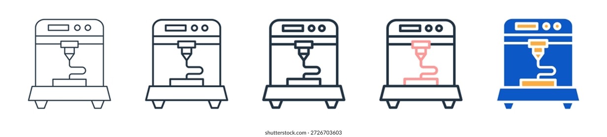 3D-Druck verschiedene Stil-Symbole setzen Vektorgrafik.