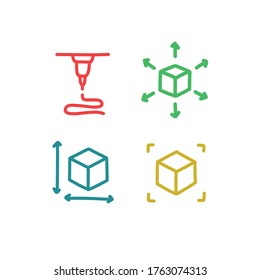 3d printing doodle icons set, vector illusration