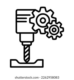 3d Printing, Drill, CNC Machine Icon Logo Design Vector Template Illustration Sign And Symbol Pixels Perfect