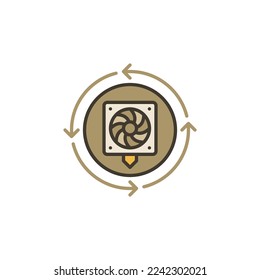 3D Printing Extruder inside Arrows vector concept colored icon or symbol