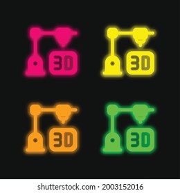 3d Printing four color glowing neon vector icon