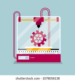 3D printing a  gear symbol,the concept of molding a shape.