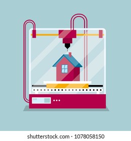 3D printing a  house symbol,the concept of molding a shape.