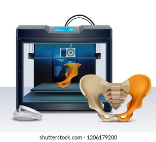 3d printing of human bones realistic composition vector illustration