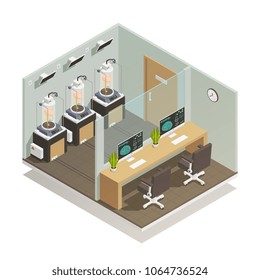 3d printing of human brain isometric composition on white background vector illustration
