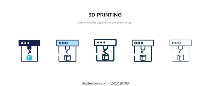 3d printing icon in different style vector illustration. two colored and black 3d printing vector icons designed in filled, outline, line and stroke style can be used for web, mobile, ui