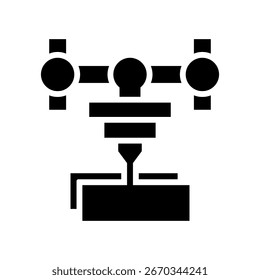 Ilustração de vetor de glifo de ícone de impressão 3D