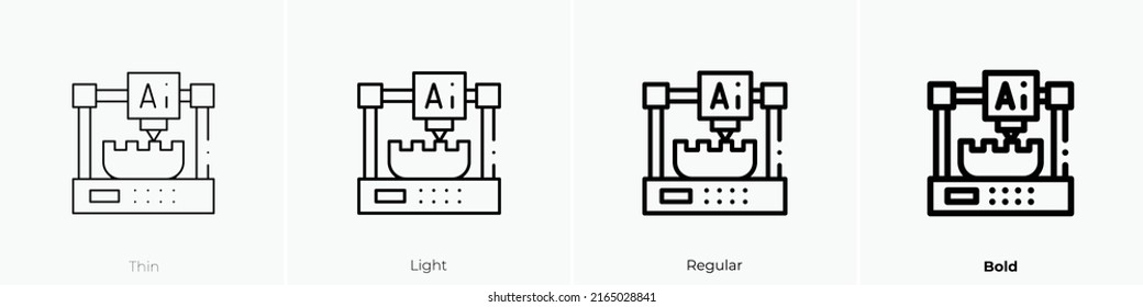 3d printing icon. Linear style sign isolated on white background. Vector illustration.