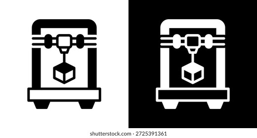 3D Printing Icon Of Mixed Black And White Style