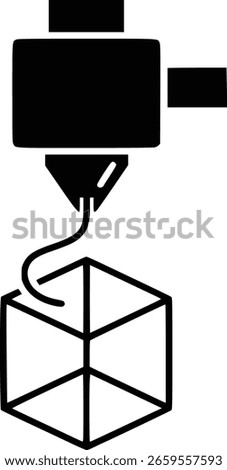 3D Printing Icon. Modern vector symbol for additive manufacturing, rapid prototyping, and digital fabrication technology. Minimalist 3D printer nozzle logo.