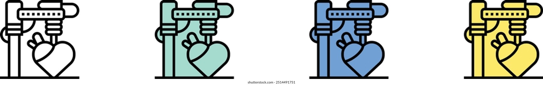 3d printing icon. Outline, Green, Blue and Yellow Style Design Isolated On White Background