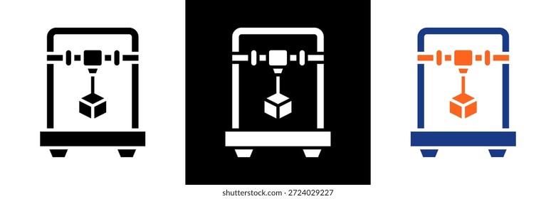 3D Printing  Icon Set Glyph Vector Illustration