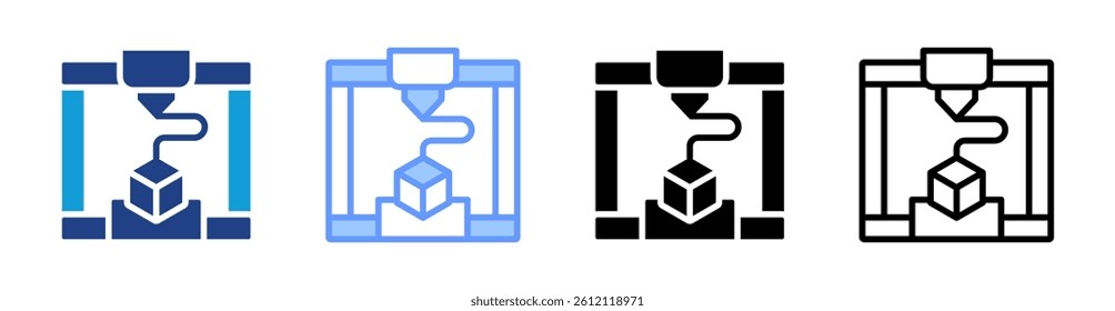 3D Printing icon set multiple style collection