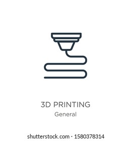 3d printing icon. Thin linear 3d printing outline icon isolated on white background from general collection. Line vector sign, symbol for web and mobile