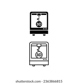 3d printing icon, Three print, printer, manufacturing New Product Development, future technology symbol. Modern line and solid style. vector illustration design on white background. EPS 10