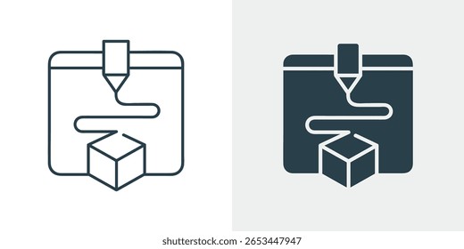 Vetor de ícone de impressão 3D - Ilustração de símbolo de tecnologia de fabricação aditiva