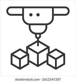 3D Printing Icon Vector Illustration Outline