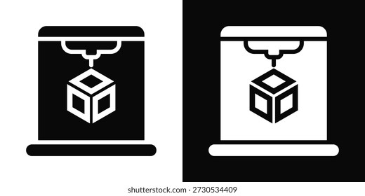 3d Printing Icon White And Black Background Style
