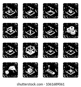 3d printing icons set vector grunge isolated on white background 