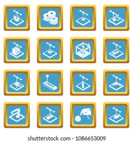 3d printing icons set vector sapphirine square isolated on white background 