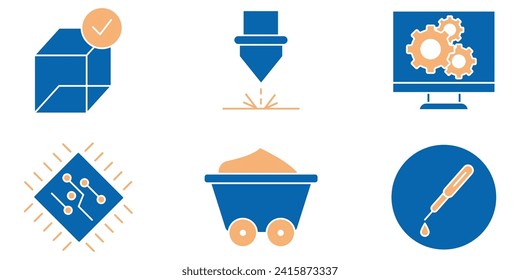 3D Printing icons  symbol vector elements for infographic web
