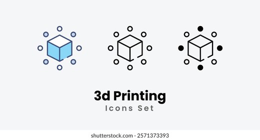 3d Printing Icons thin line and glyph vector icon stock illustration