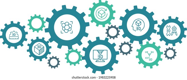 3D printing icons vector design 